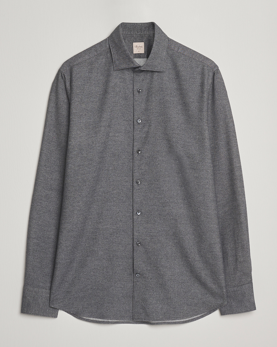 Homme | Chemises | Stenströms | Regular Fit Cut Away Flannel Shirt Grey