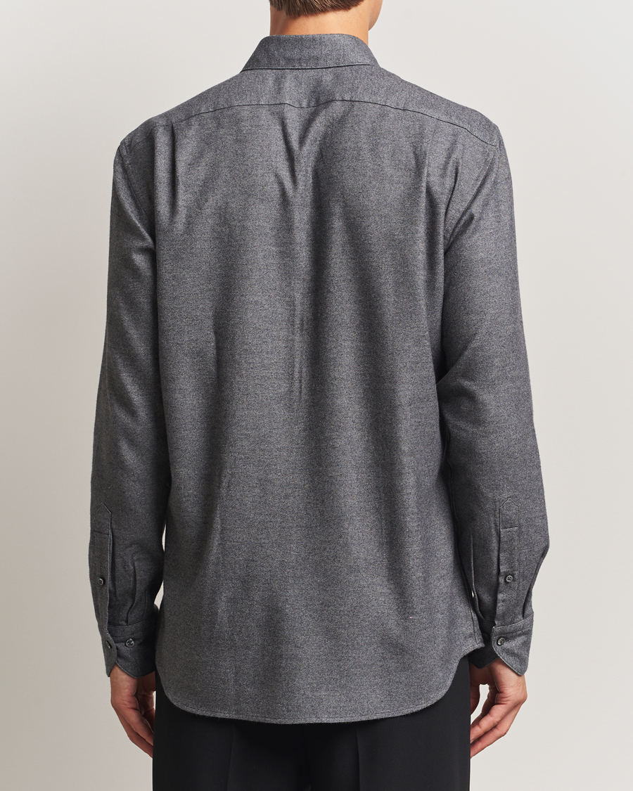 Homme | Chemises | Stenströms | Regular Fit Cut Away Flannel Shirt Grey