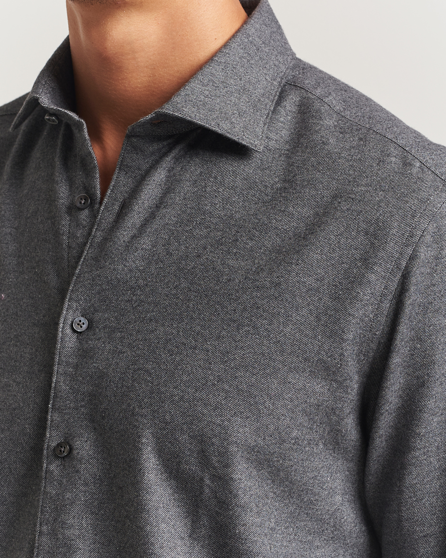 Homme | Chemises | Stenströms | Regular Fit Cut Away Flannel Shirt Grey