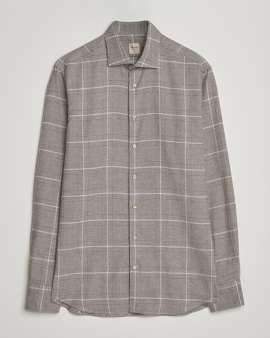 Homme | Chemises | Stenströms | Regular Fit Glencheck Flannel Shirt Brown