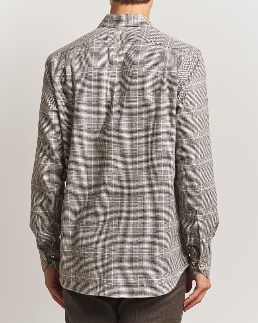 Homme | Chemises | Stenströms | Regular Fit Glencheck Flannel Shirt Brown