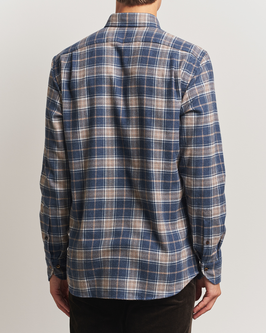 Heren | Overhemden | Stenströms | Regular Fit Multi Check Flannel Shirt Blue/Brown