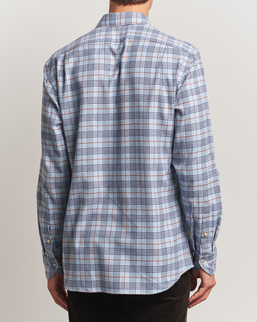 Heren | Overhemden | Stenströms | Regular Fit Cut Away Check Flannel Shirt Blue