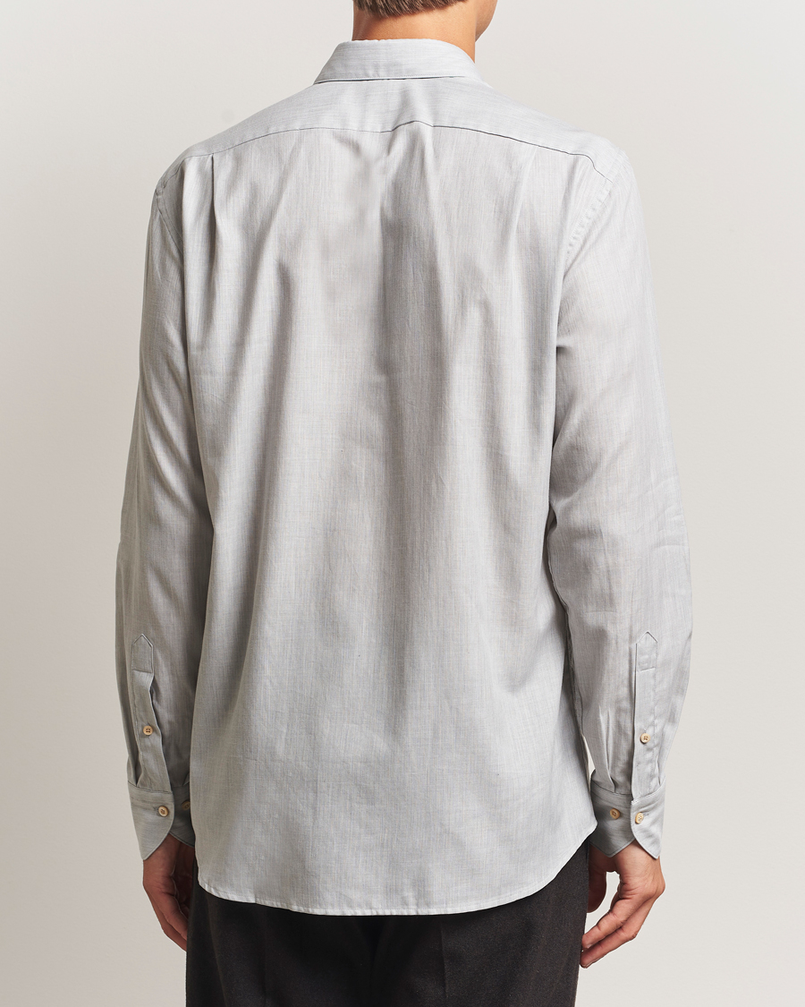 Heren | Overhemden | Stenströms | Regular Fit Brushed Mini Herringbone Shirt Grey
