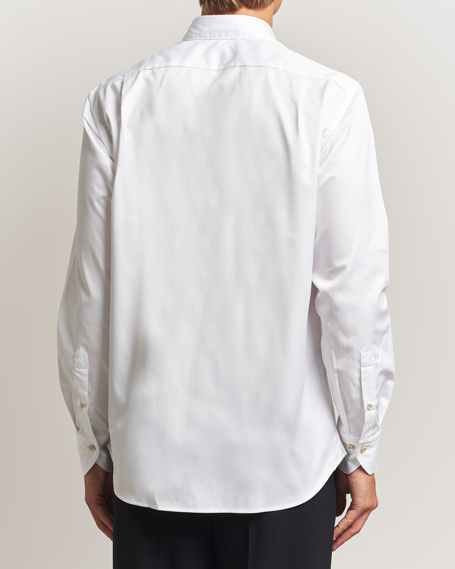 Homme | Chemises | Stenströms | Regular Fit Cotton Twill Contrast Shirt White