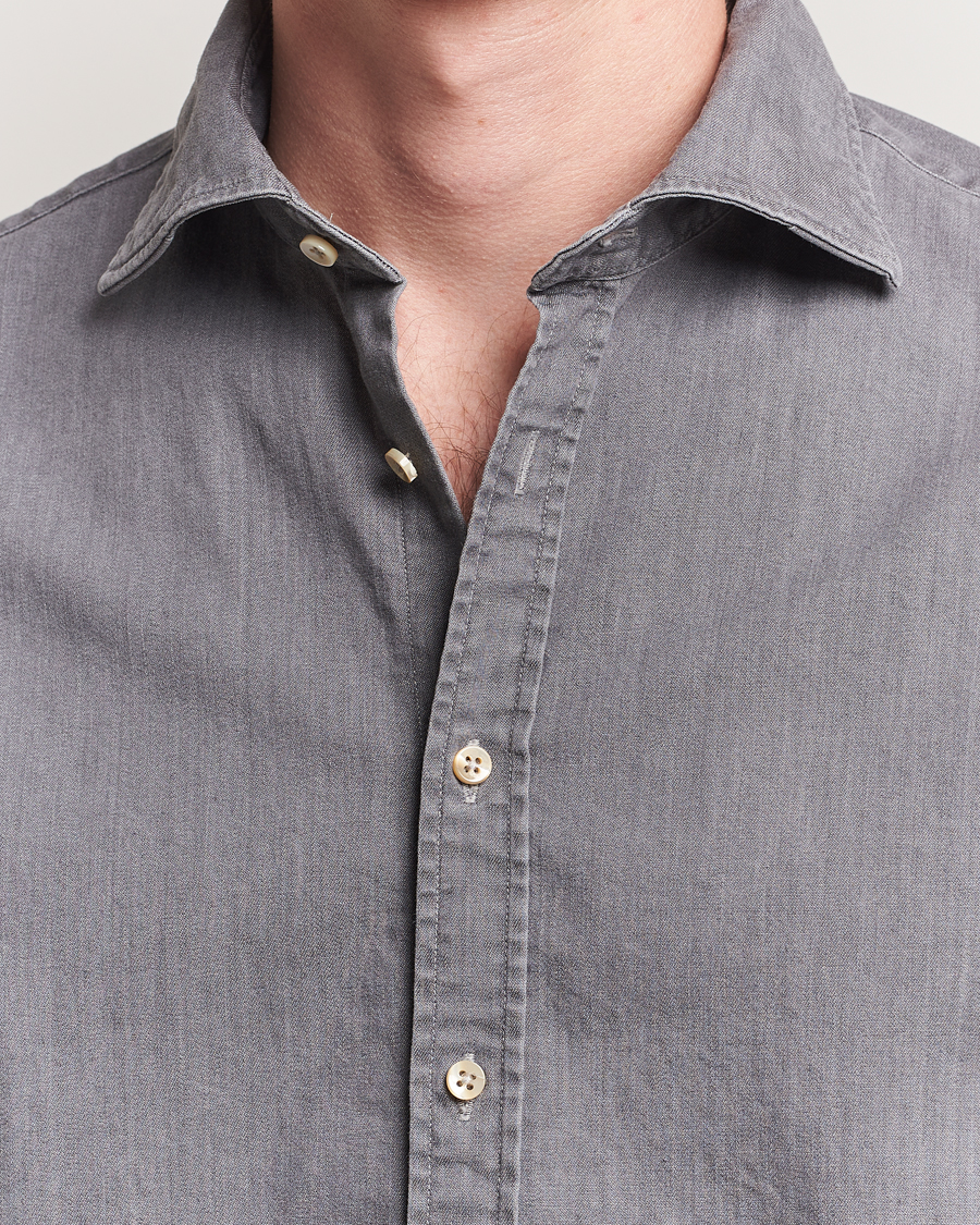 Homme | Chemises | Stenströms | Regular Fit Garment Washed Denim Shirt Grey