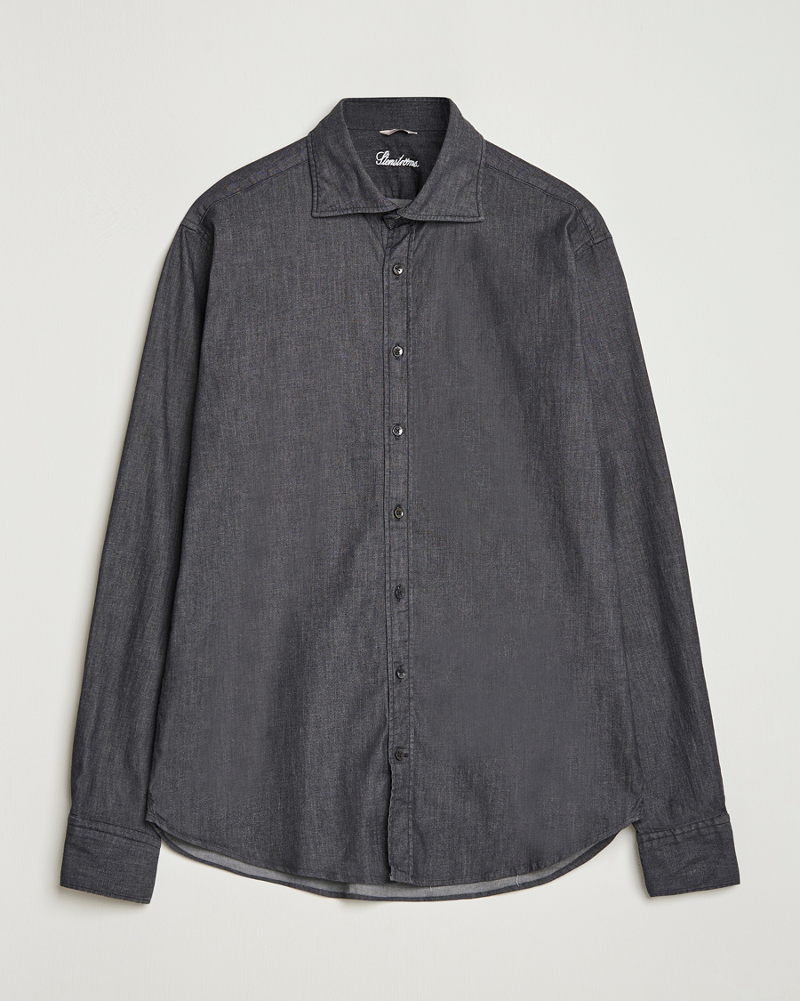 Homme | Chemises | Stenströms | Regular Fit Garment Washed Denim Shirt Black