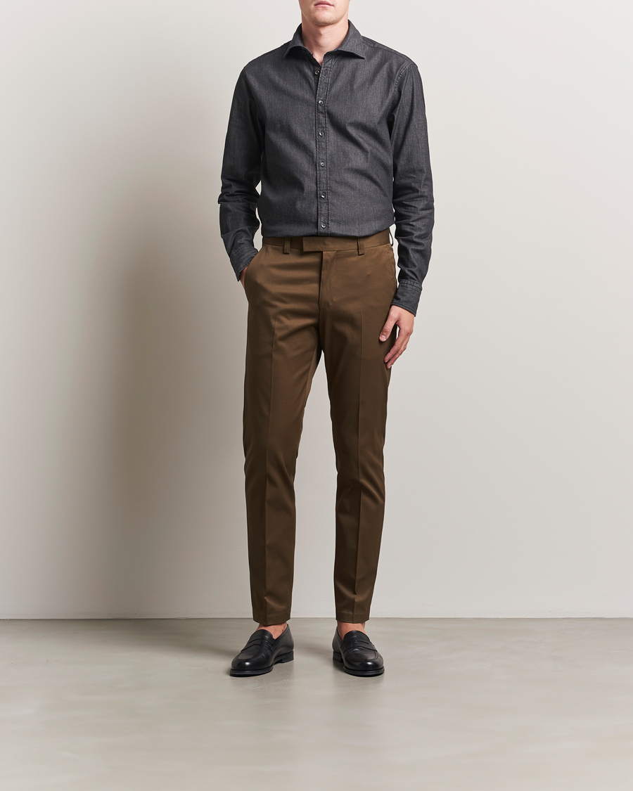 Homme | Chemises | Stenströms | Regular Fit Garment Washed Denim Shirt Black