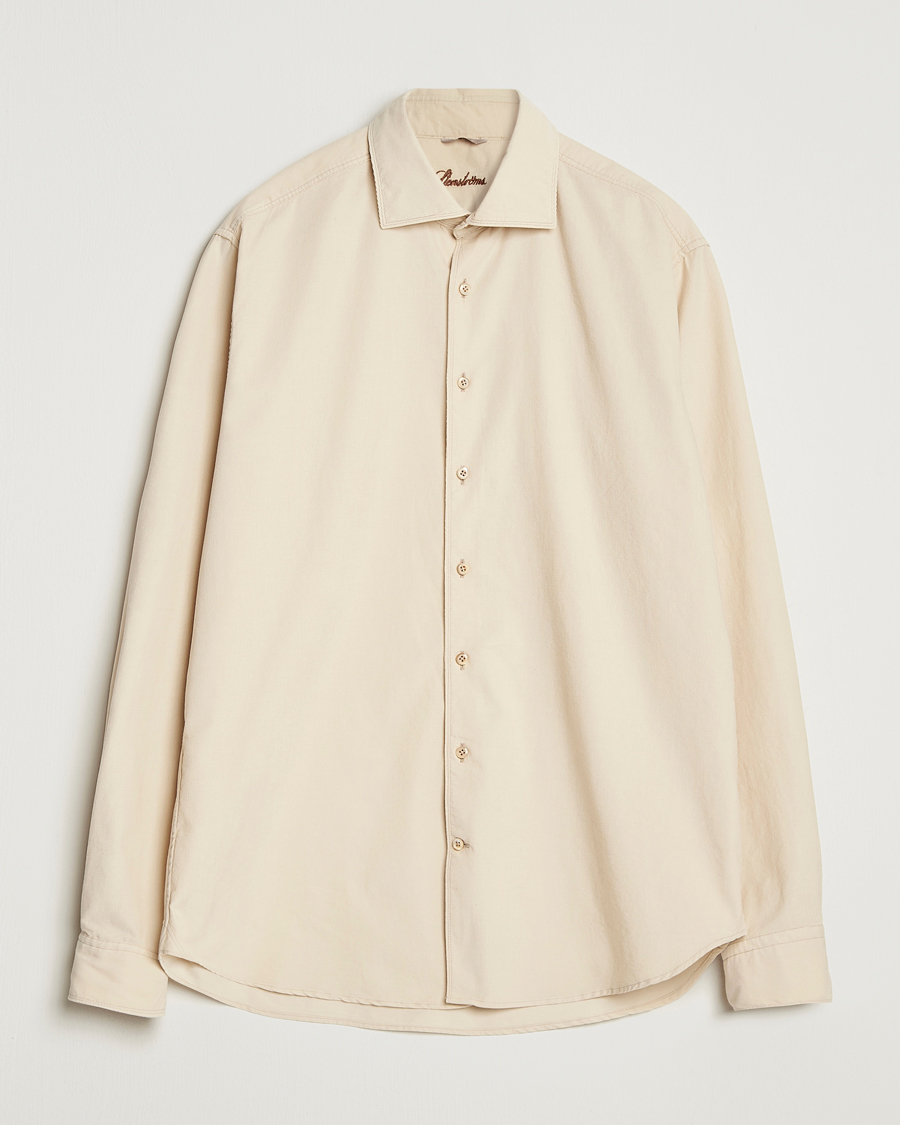 Heren | Overhemden | Stenströms | Regular Fit Cut Away Cord Shirt Beige