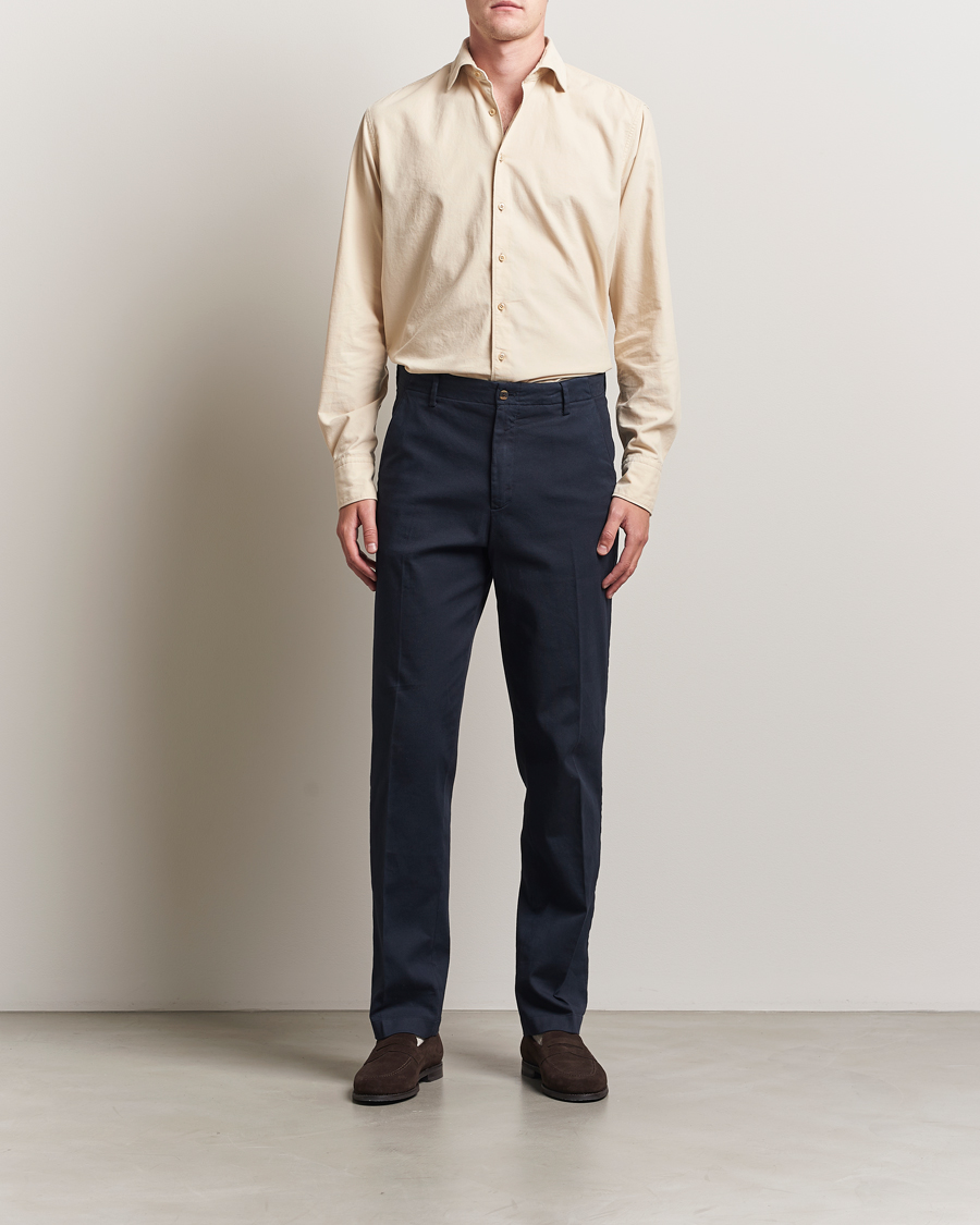 Heren | Overhemden | Stenströms | Regular Fit Cut Away Cord Shirt Beige