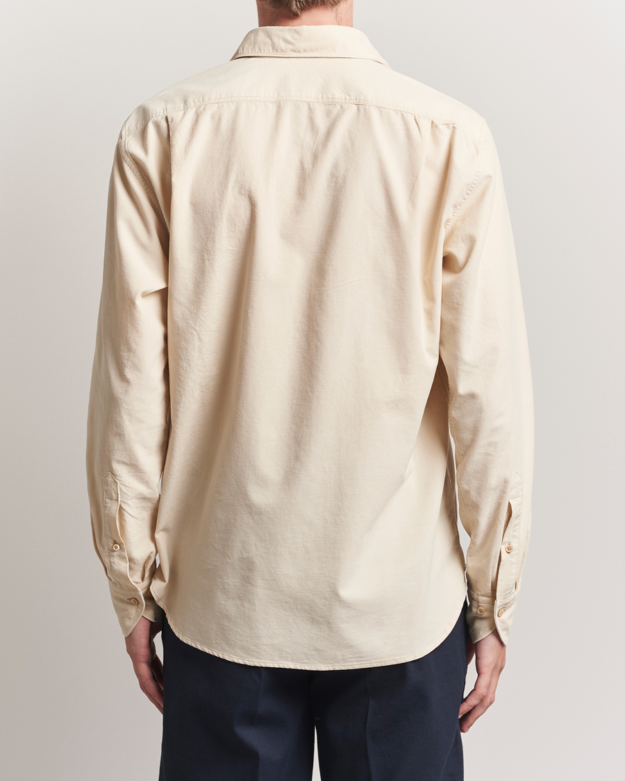 Heren | Overhemden | Stenströms | Regular Fit Cut Away Cord Shirt Beige