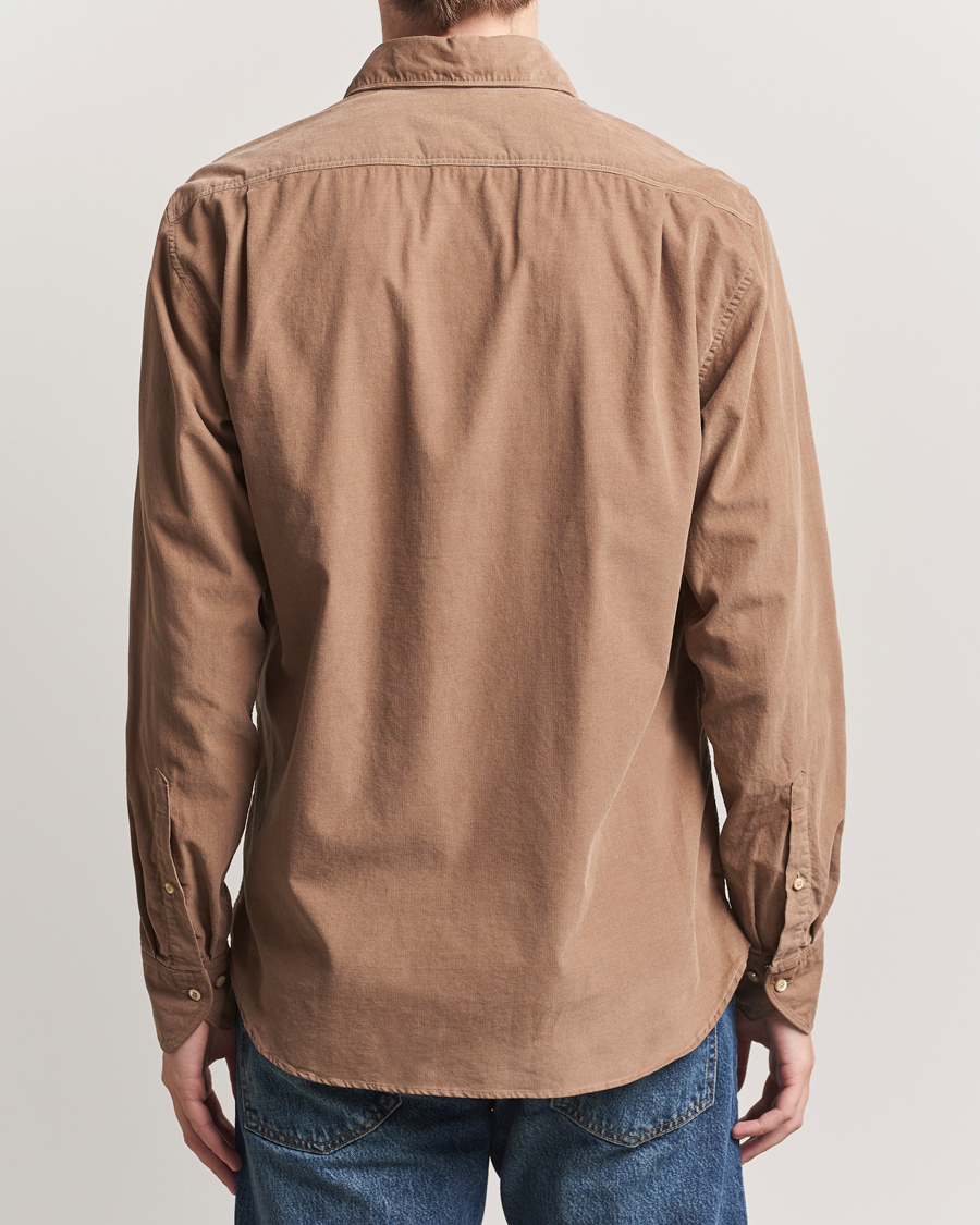 Homme | Chemises | Stenströms | Regular Fit Cut Away Cord Shirt Brown