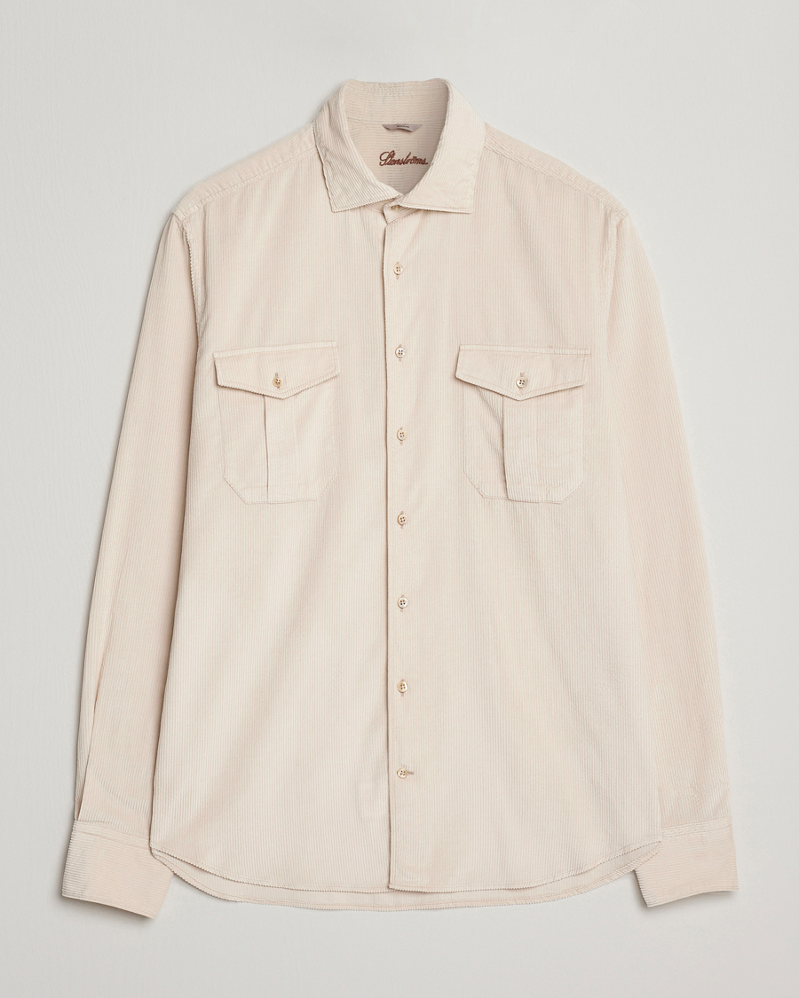 Homme | Chemises | Stenströms | Regular Fit Cord Pocket Shirt Beige