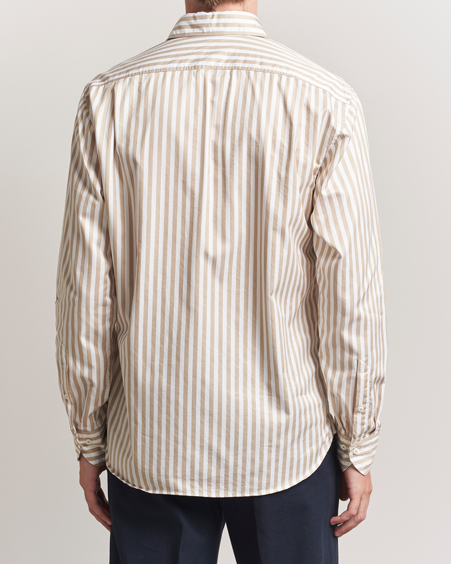 Homme | Chemises | Stenströms | Regular Fit Washed Large Stripe Shirt White/Beige