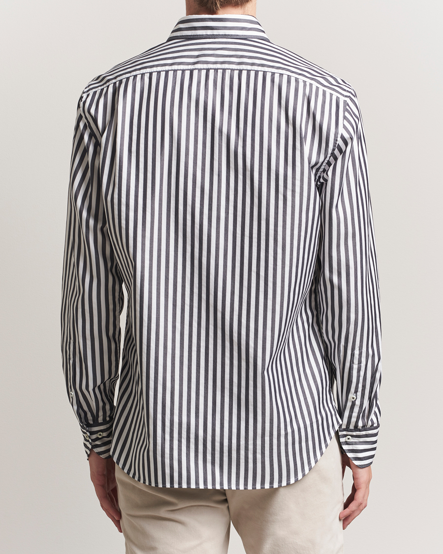 Homme | Chemises | Stenströms | Regular Fit Washed Large Stripe Shirt White/Black