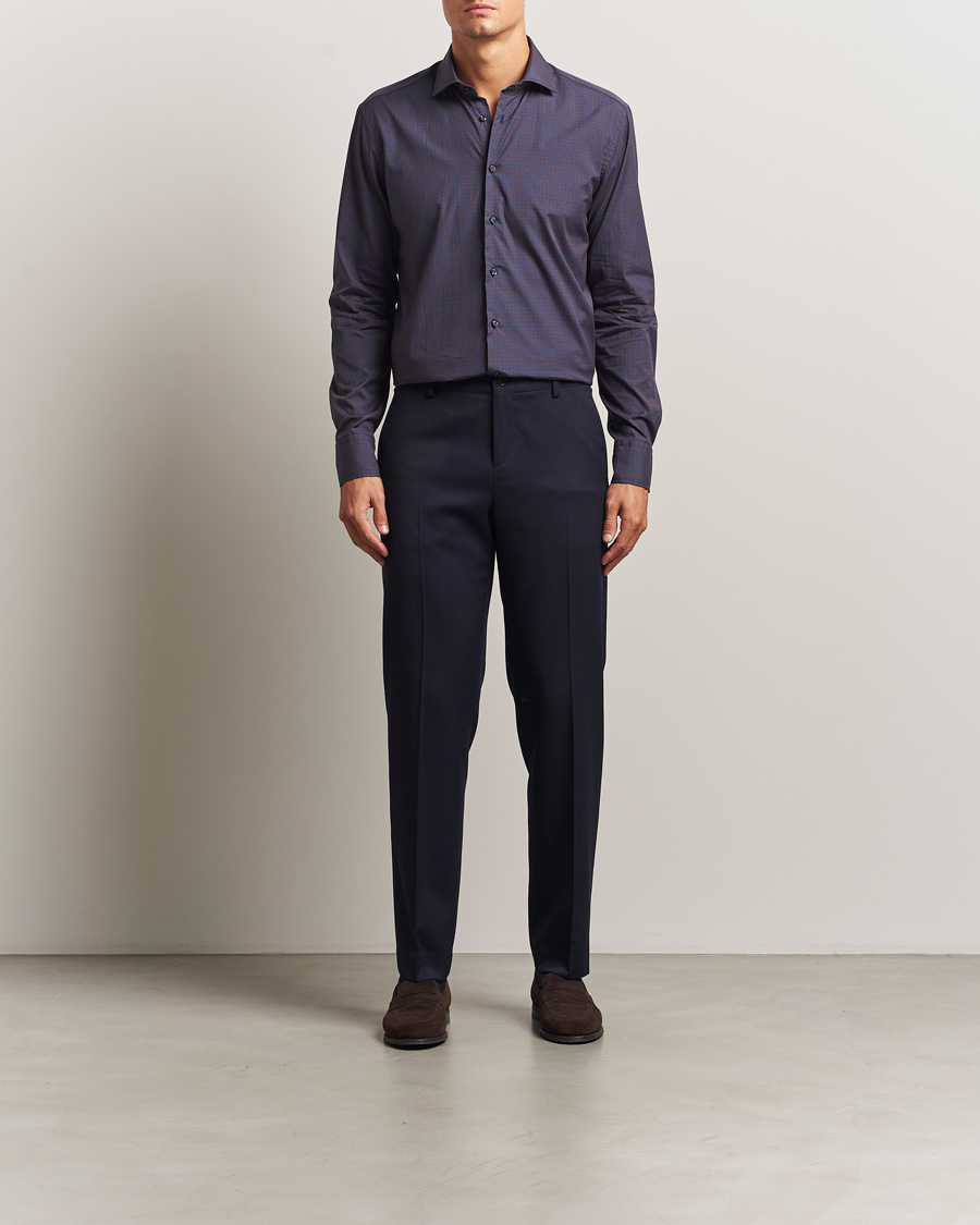 Heren | Overhemden | Stenströms | Regular Fit Cotton Printed Shirt Blue