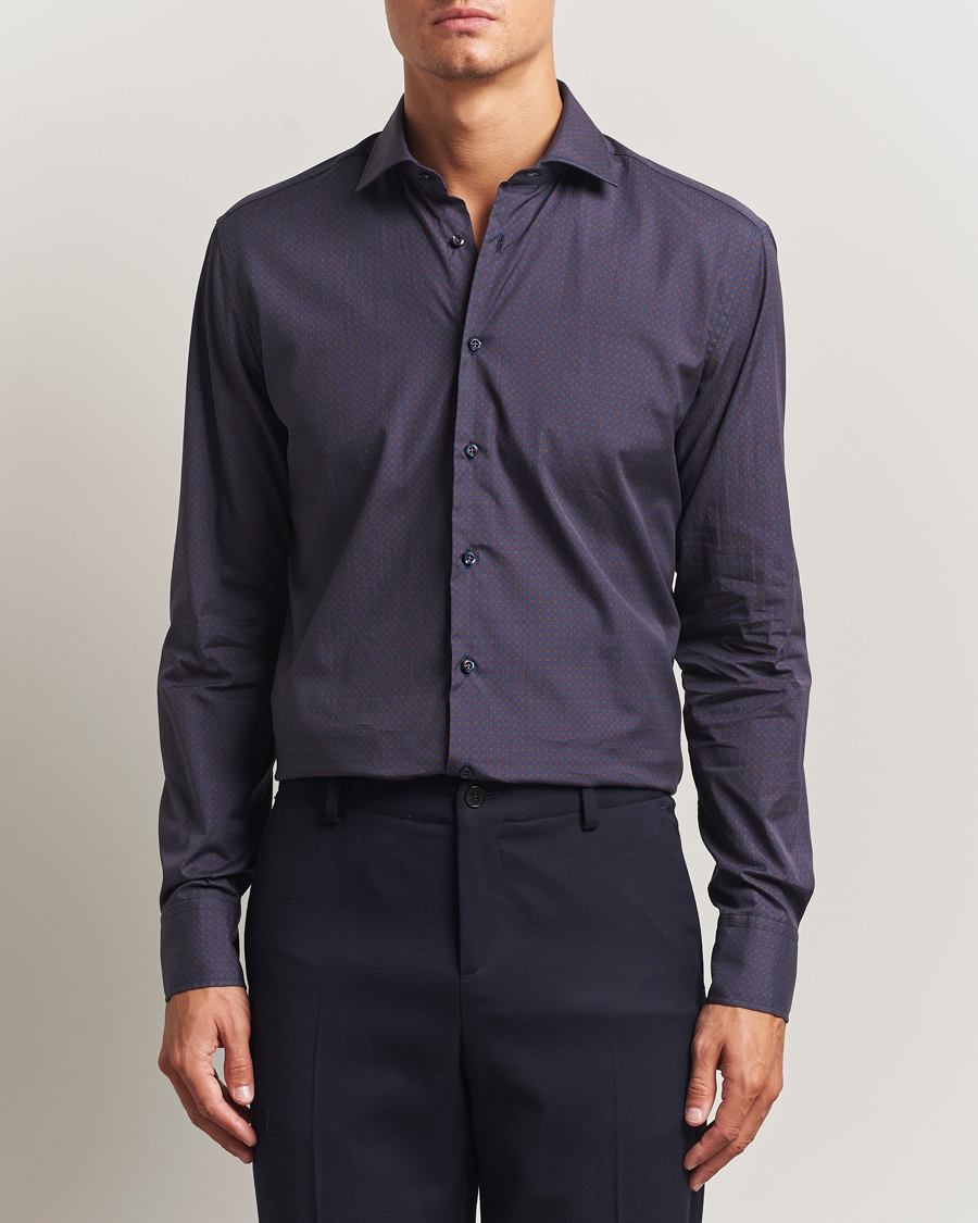 Heren | Overhemden | Stenströms | Regular Fit Cotton Printed Shirt Blue