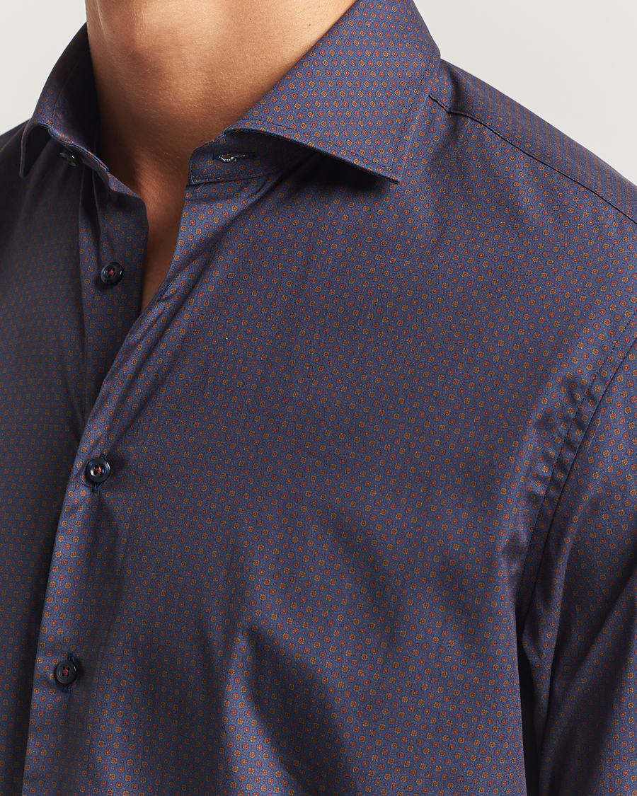 Heren | Overhemden | Stenströms | Regular Fit Cotton Printed Shirt Blue
