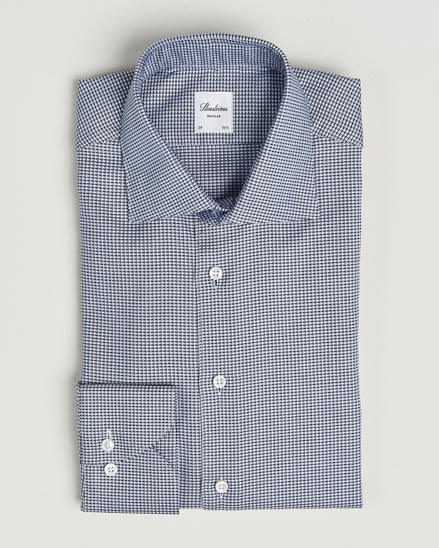 Homme | Chemises | Stenströms | Regular Fit Woven Structure Shirt Blue