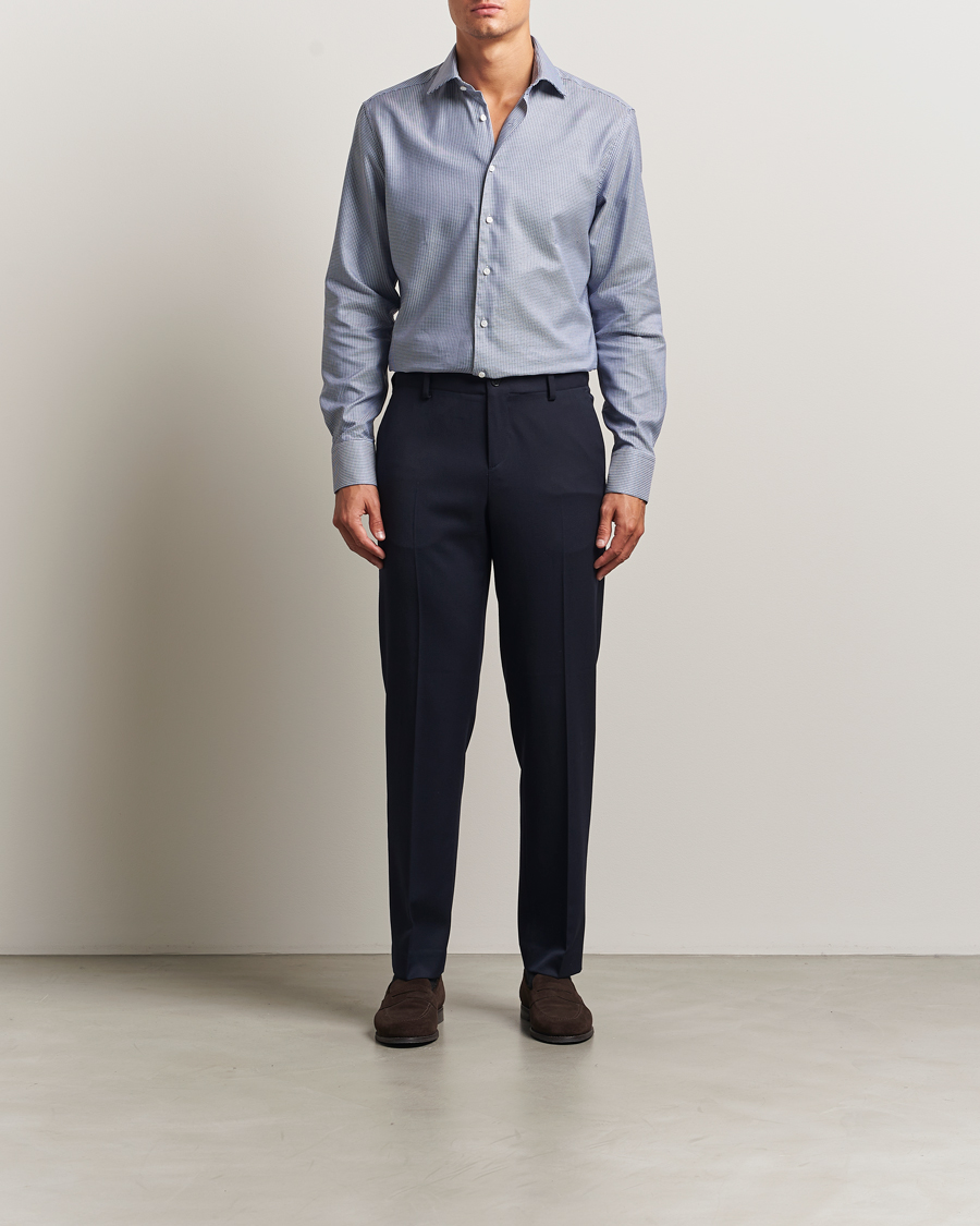 Homme | Chemises | Stenströms | Regular Fit Woven Structure Shirt Blue