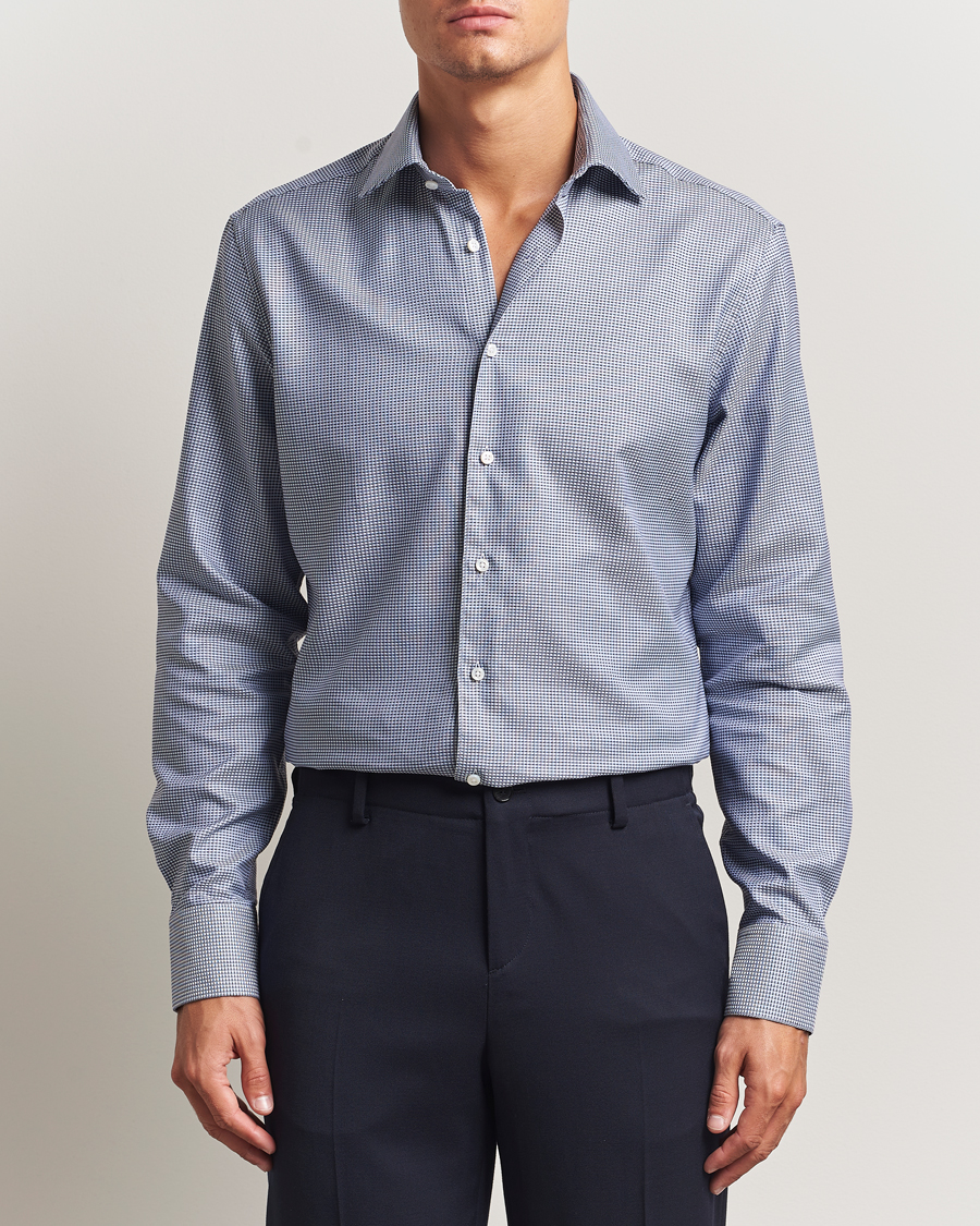 Homme | Chemises | Stenströms | Regular Fit Woven Structure Shirt Blue