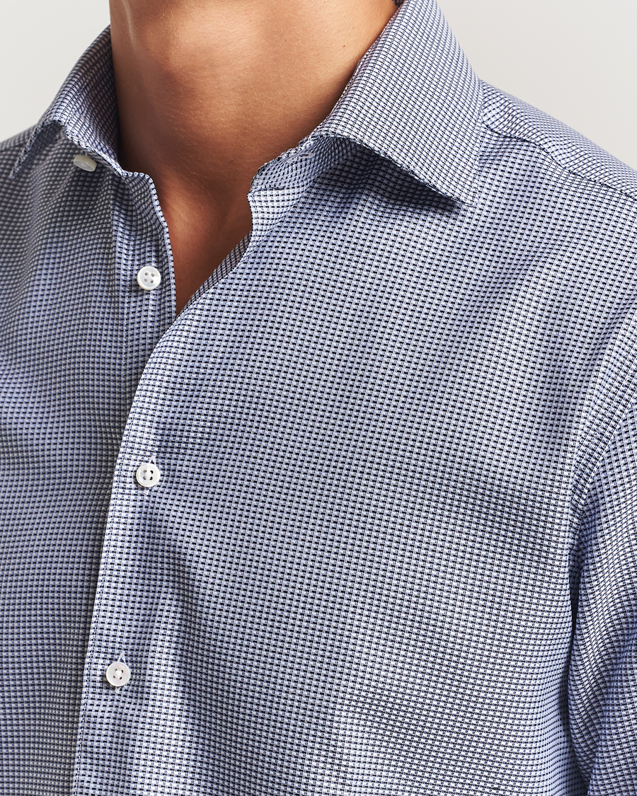 Homme | Chemises | Stenströms | Regular Fit Woven Structure Shirt Blue