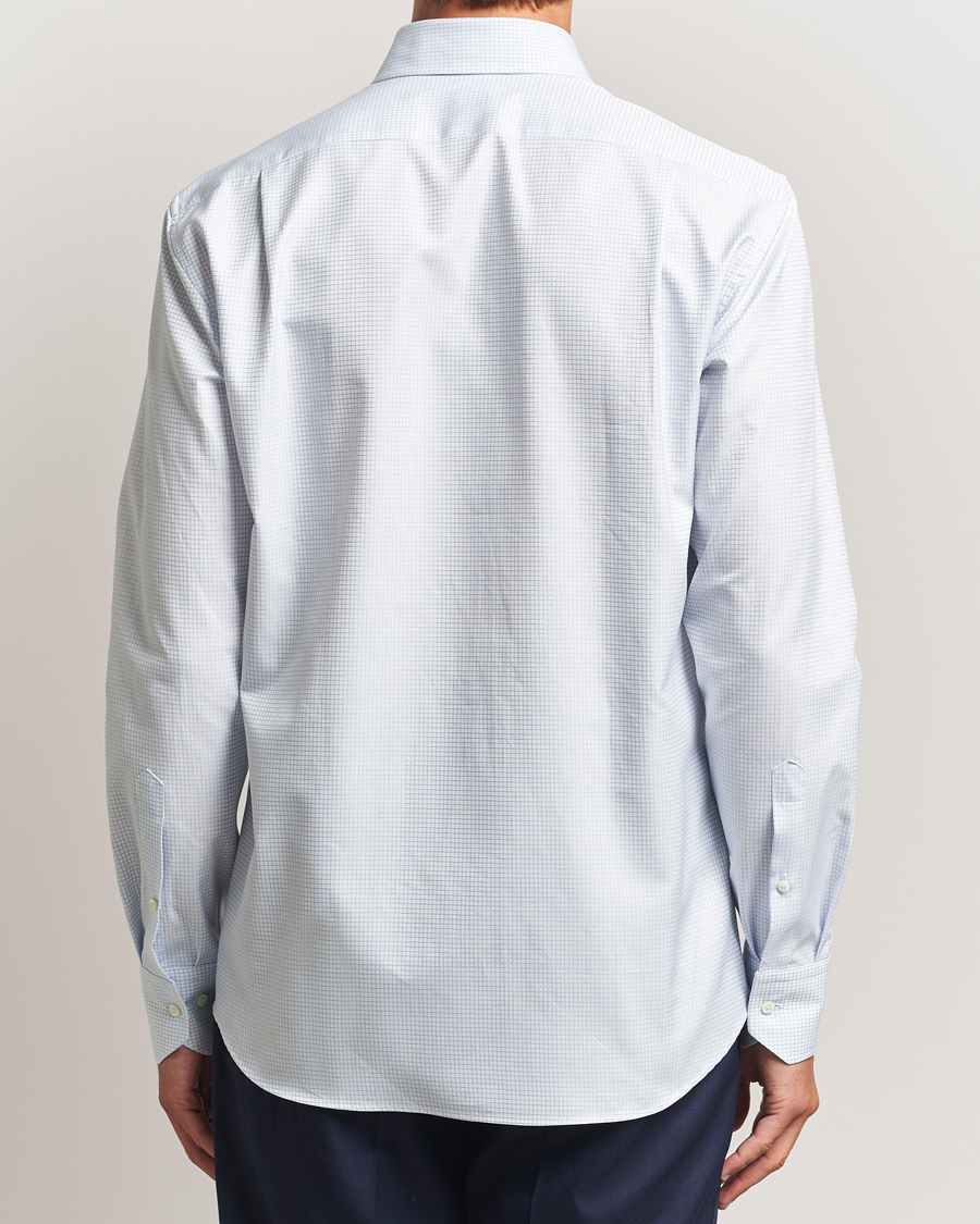Homme | Chemises | Stenströms | Regular Fit Small Check Cut Away Shirt White