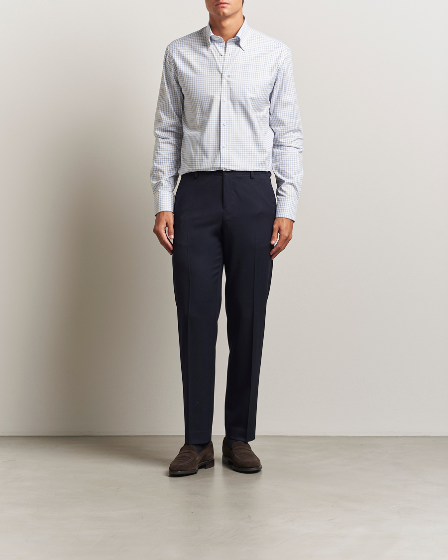 Homme | Chemises | Stenströms | Regular Fit Overcheck Button Down Shirt White