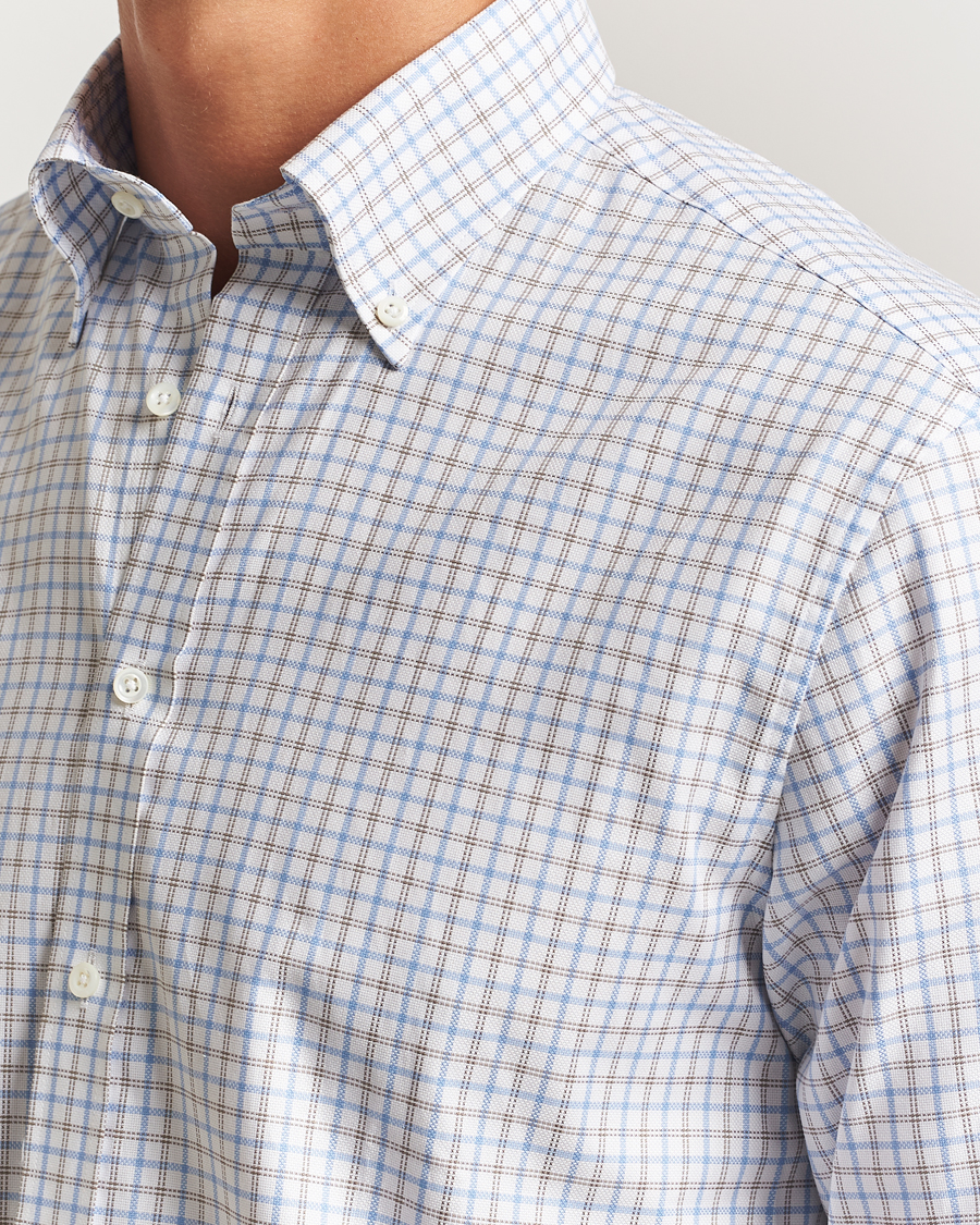 Homme | Chemises | Stenströms | Regular Fit Overcheck Button Down Shirt White