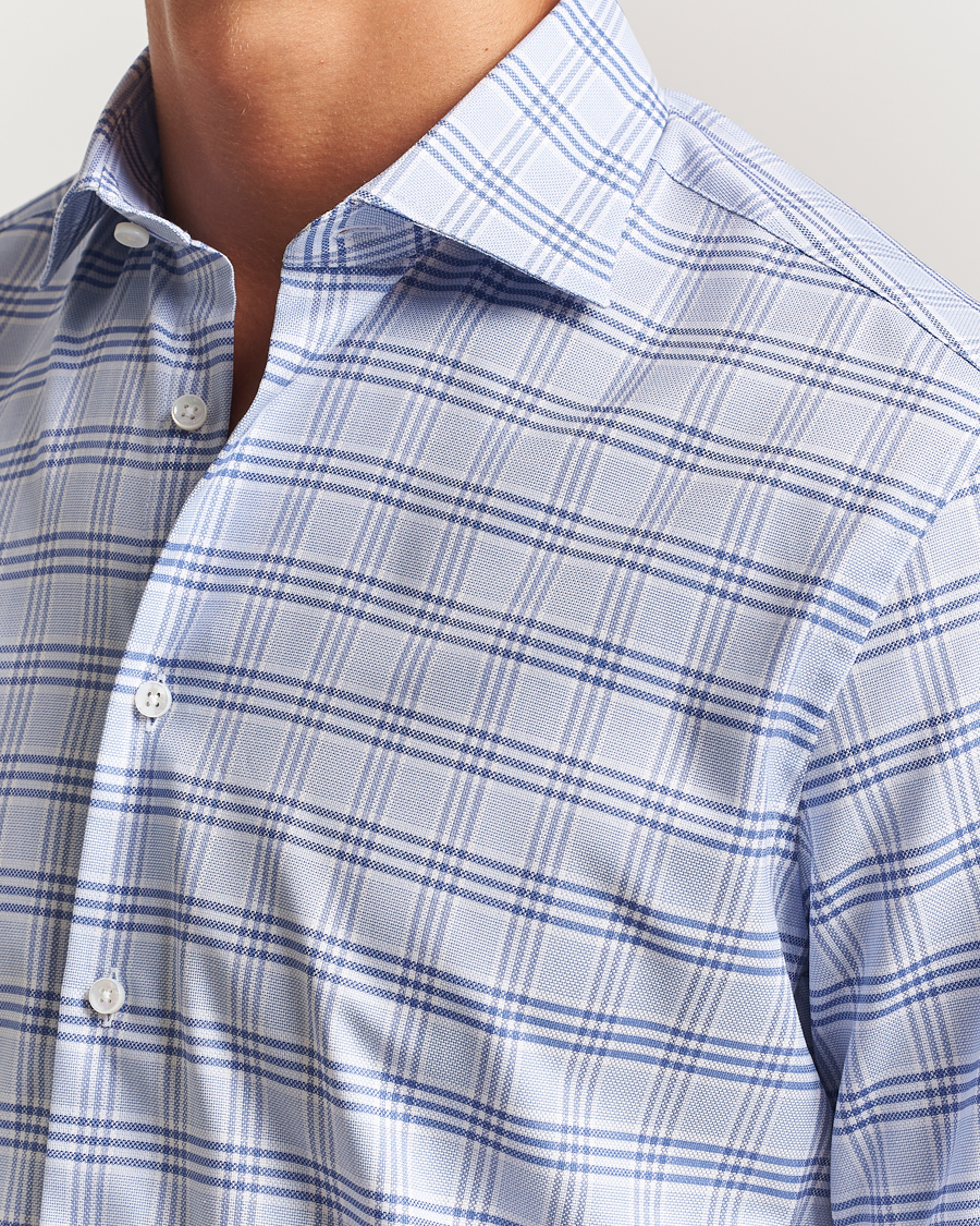 Heren | Overhemden | Stenströms | Regular Fit Checked Cut Away Shirt Blue