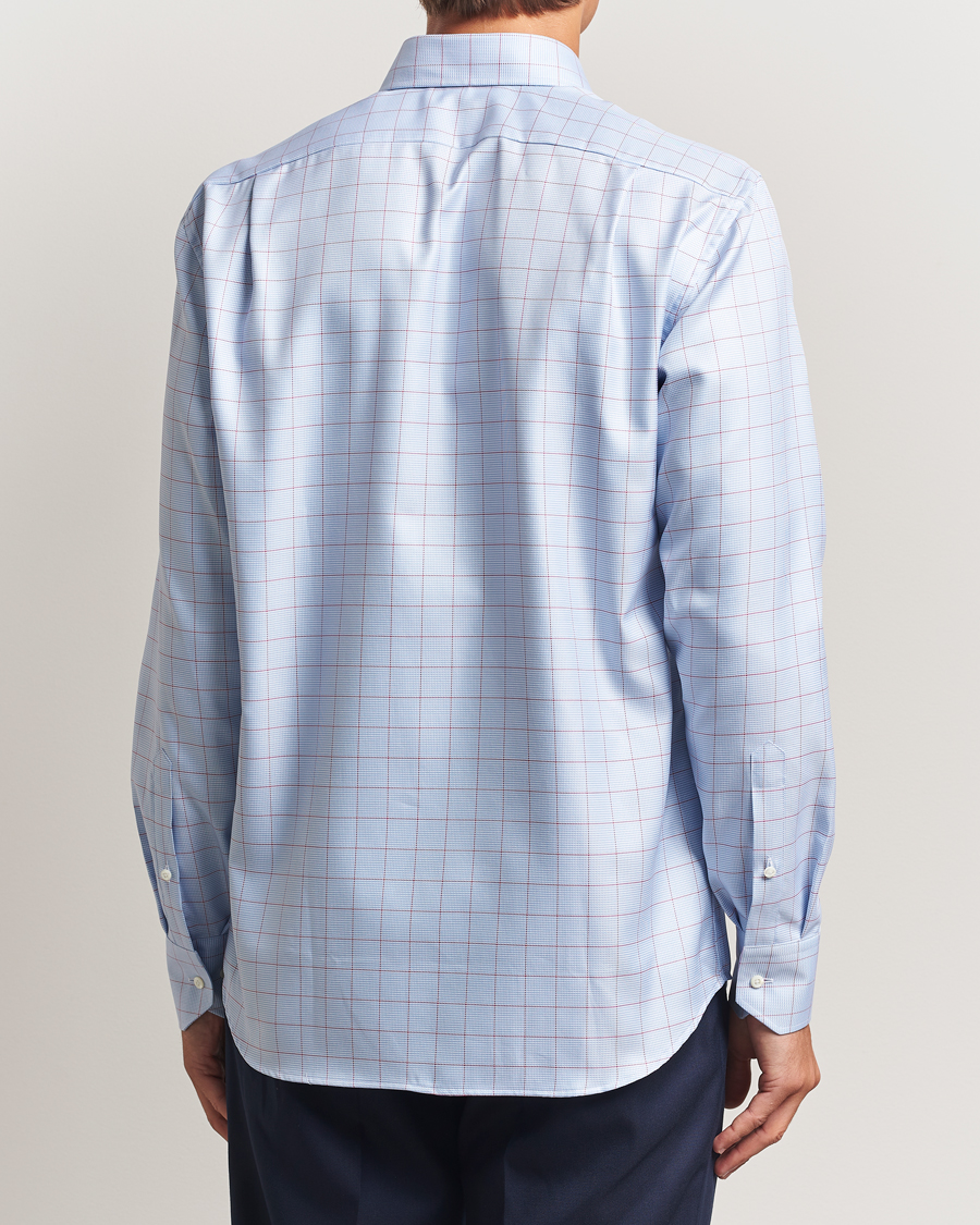 Homme | Chemises | Stenströms | Regular Fit Overcheck Cut Away Shirt Blue