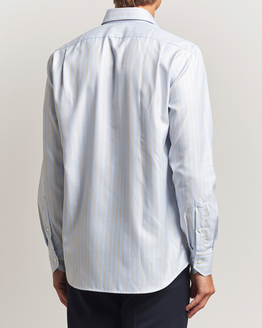 Homme | Chemises | Stenströms | Regular Fit Twill Stripe Cut Away Shirt Blue