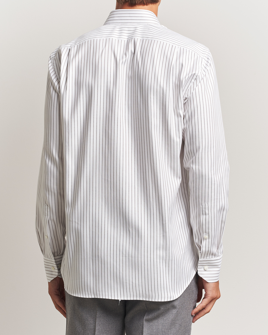 Homme | Chemises | Stenströms | Regular Fit Oxford Stripe Cut Away Shirt White