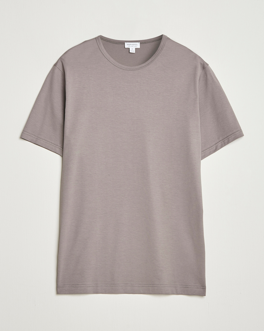 Homme | T-shirts | Sunspel | Crew Neck Q82 Cotton T-Shirt Iron Grey