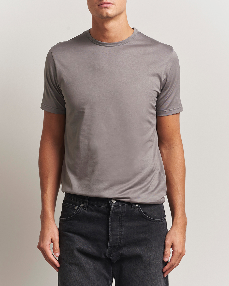 Homme | T-shirts | Sunspel | Crew Neck Q82 Cotton T-Shirt Iron Grey