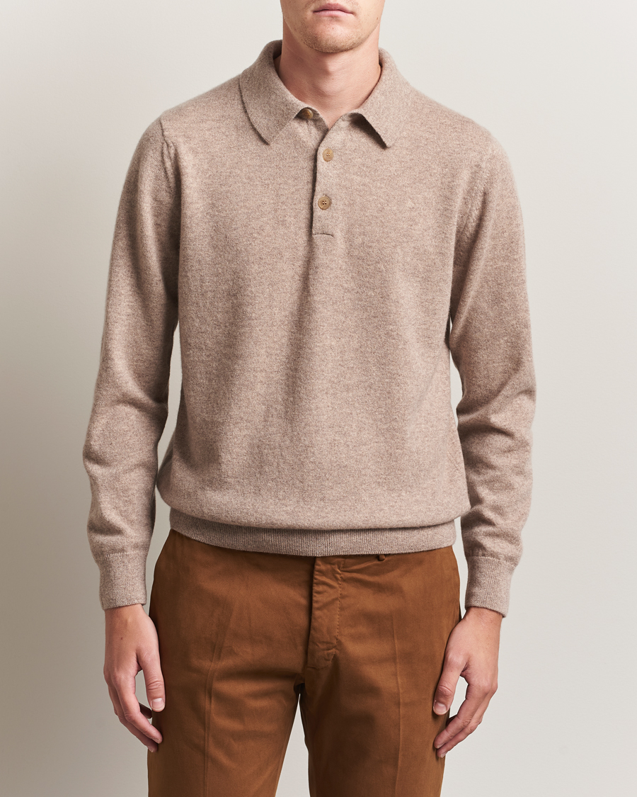 Homme | Pulls Et Tricots | Sunspel | Cashmere Polo Oatmeal Melange