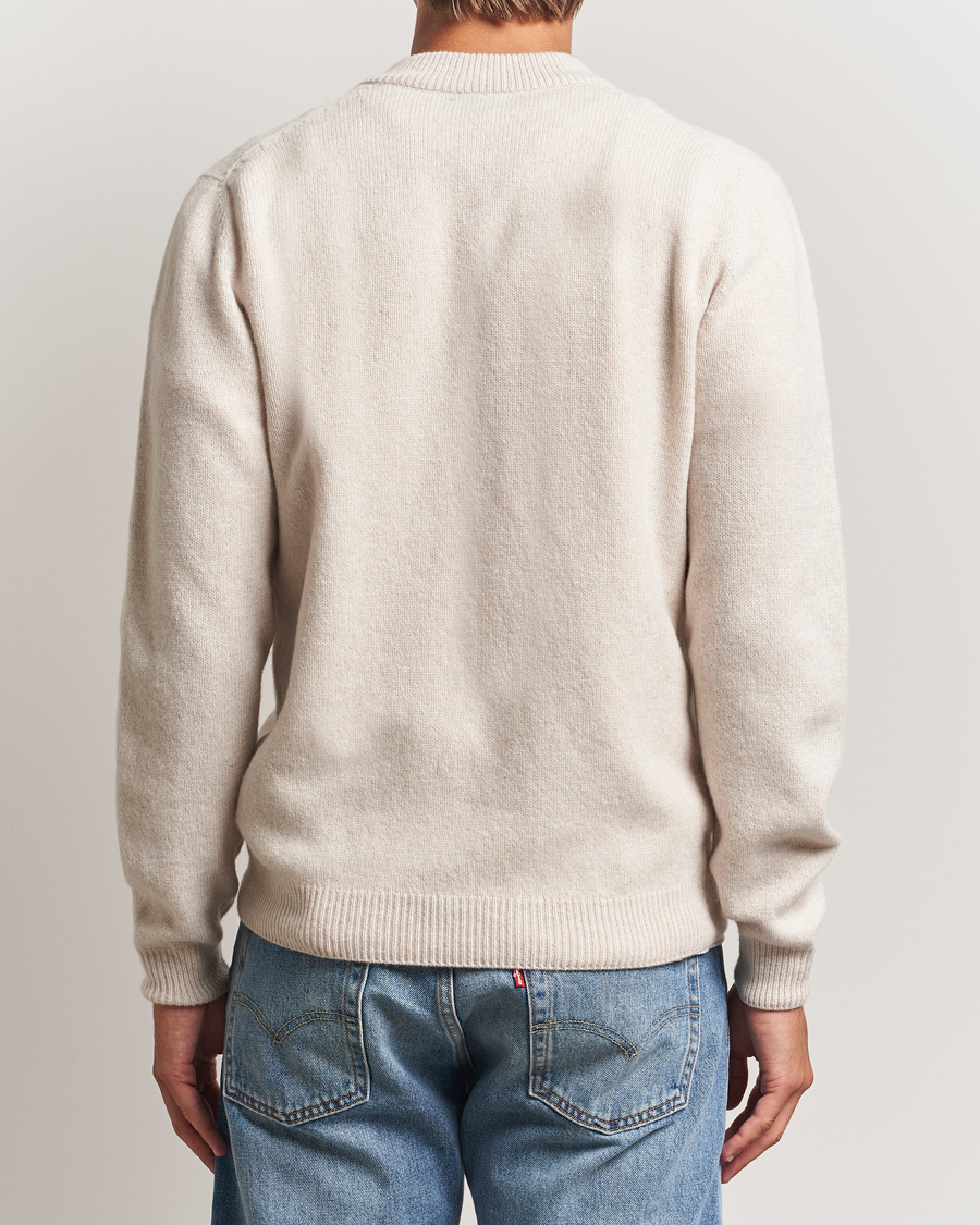 Heren | Truien | Sunspel | Knitted Lambswool V-Neck Oatmeal Melange