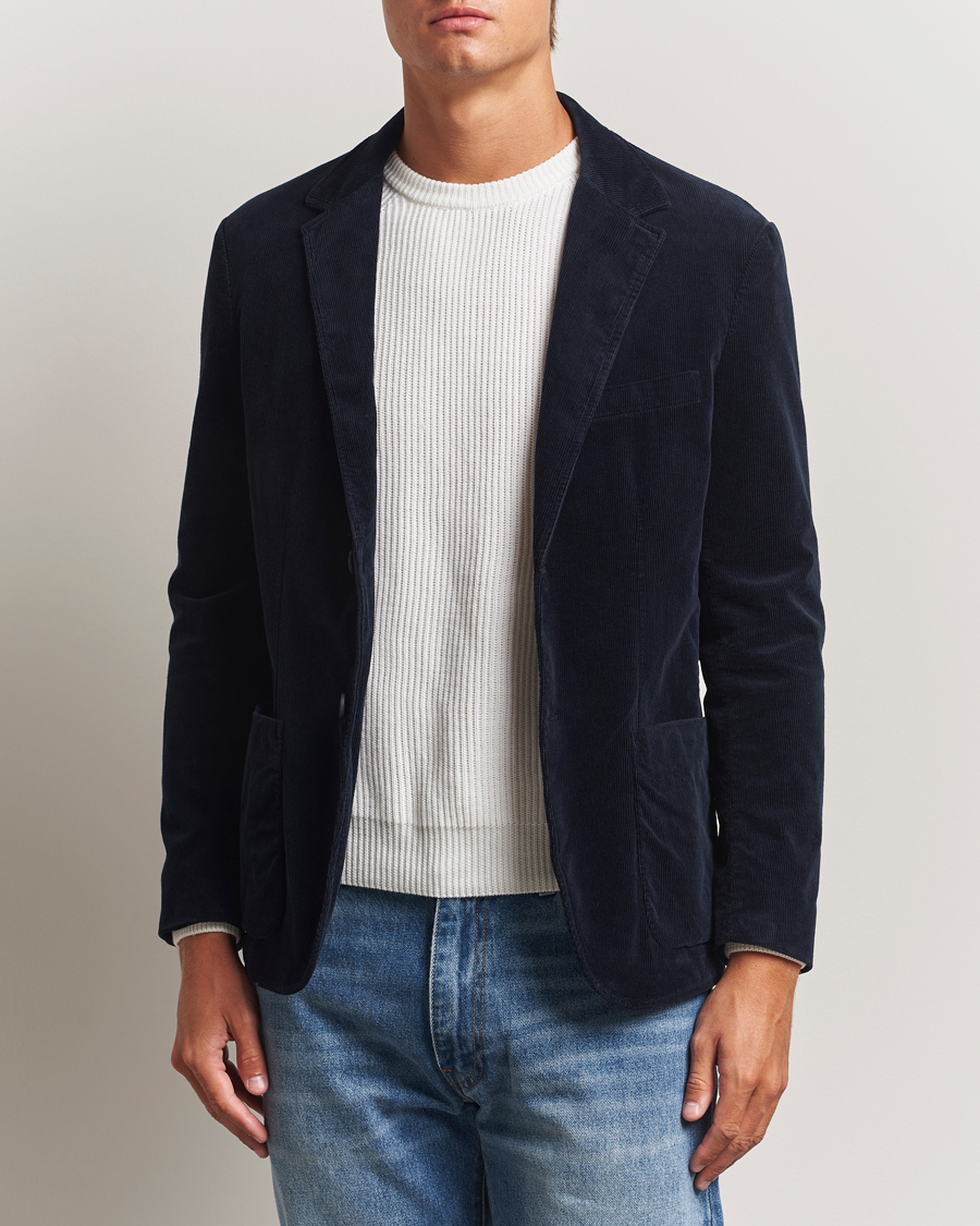 Homme | Blazers | Sunspel | Relaxed Corduroy Blazer Navy