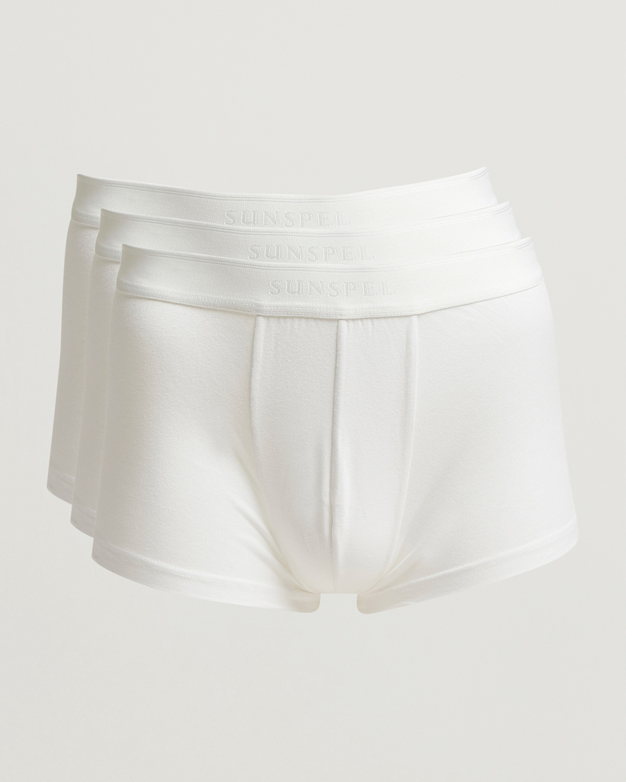 Homme | Sous-Vêtements Et Chaussettes | Sunspel | 3-Pack Cotton Stretch Trunk White