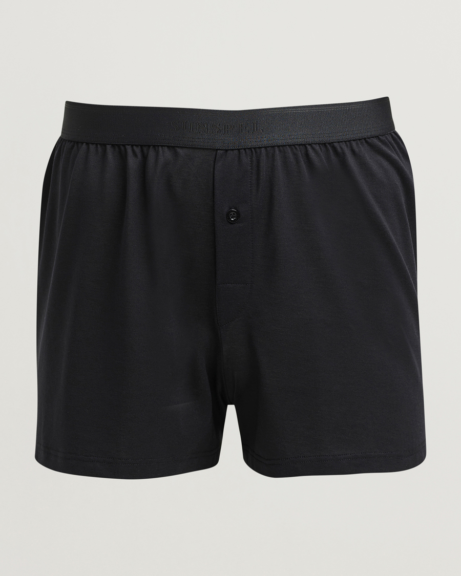Heren | Ondergoed | Sunspel | Superfine One Button Boxer Black