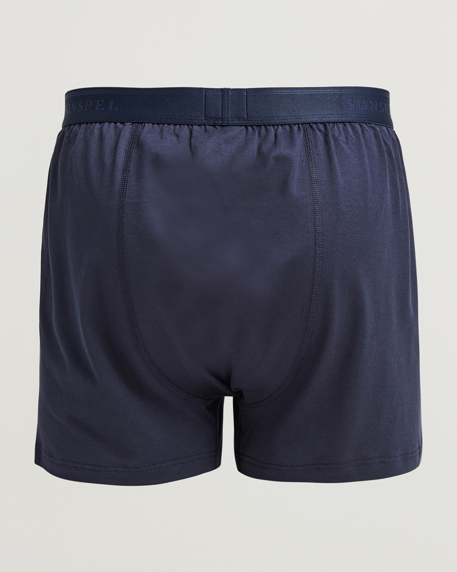 Heren | Ondergoed | Sunspel | Superfine One Button Boxer Navy
