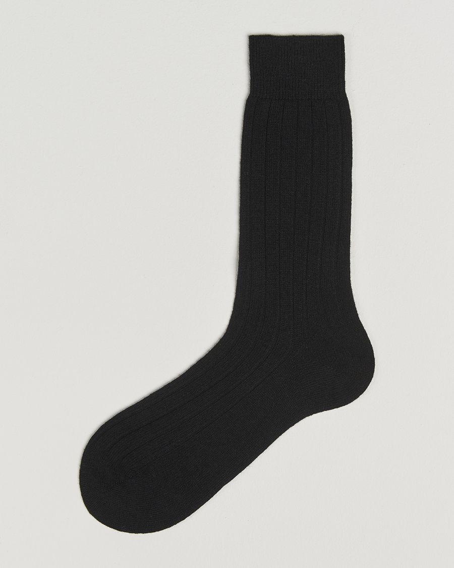 Heren | Ondergoed | Bresciani | Wool/Cashmere Ribbed Socks Black
