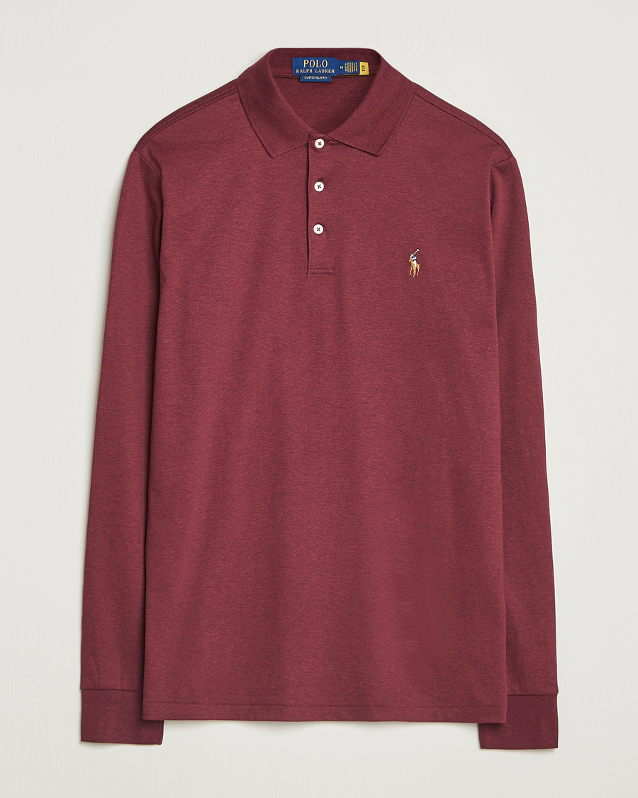 Homme | Polos | Polo Ralph Lauren | Pima Cotton Custom Slim Fit LS Polo Spring Wine Heather