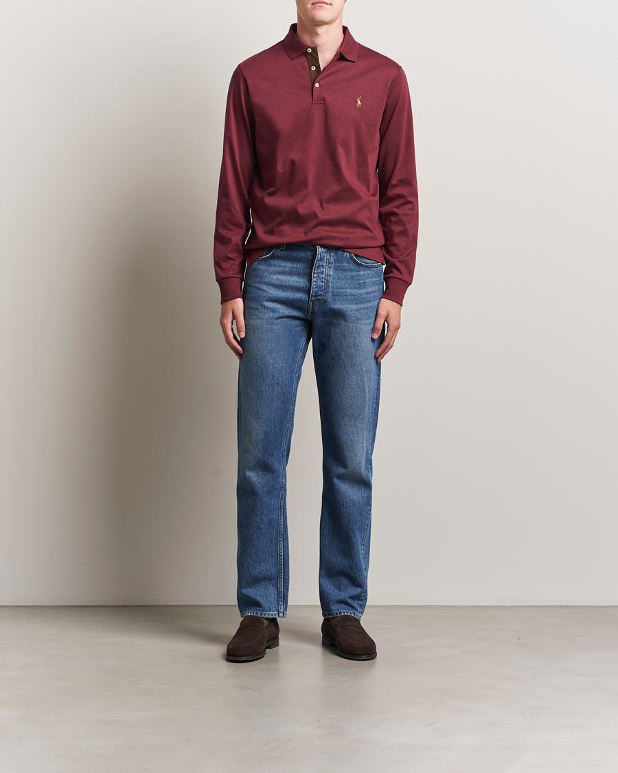 Homme | Polos | Polo Ralph Lauren | Pima Cotton Custom Slim Fit LS Polo Spring Wine Heather