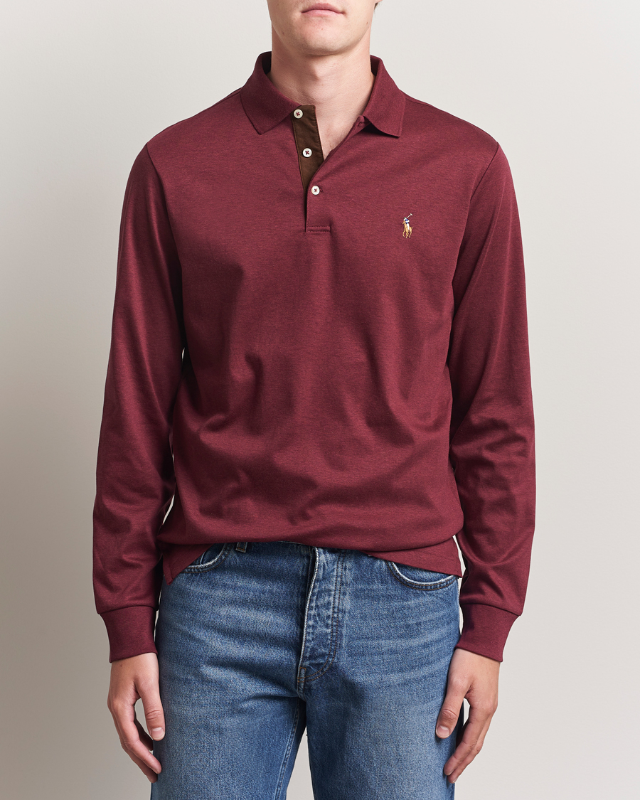 Homme | Polos | Polo Ralph Lauren | Pima Cotton Custom Slim Fit LS Polo Spring Wine Heather
