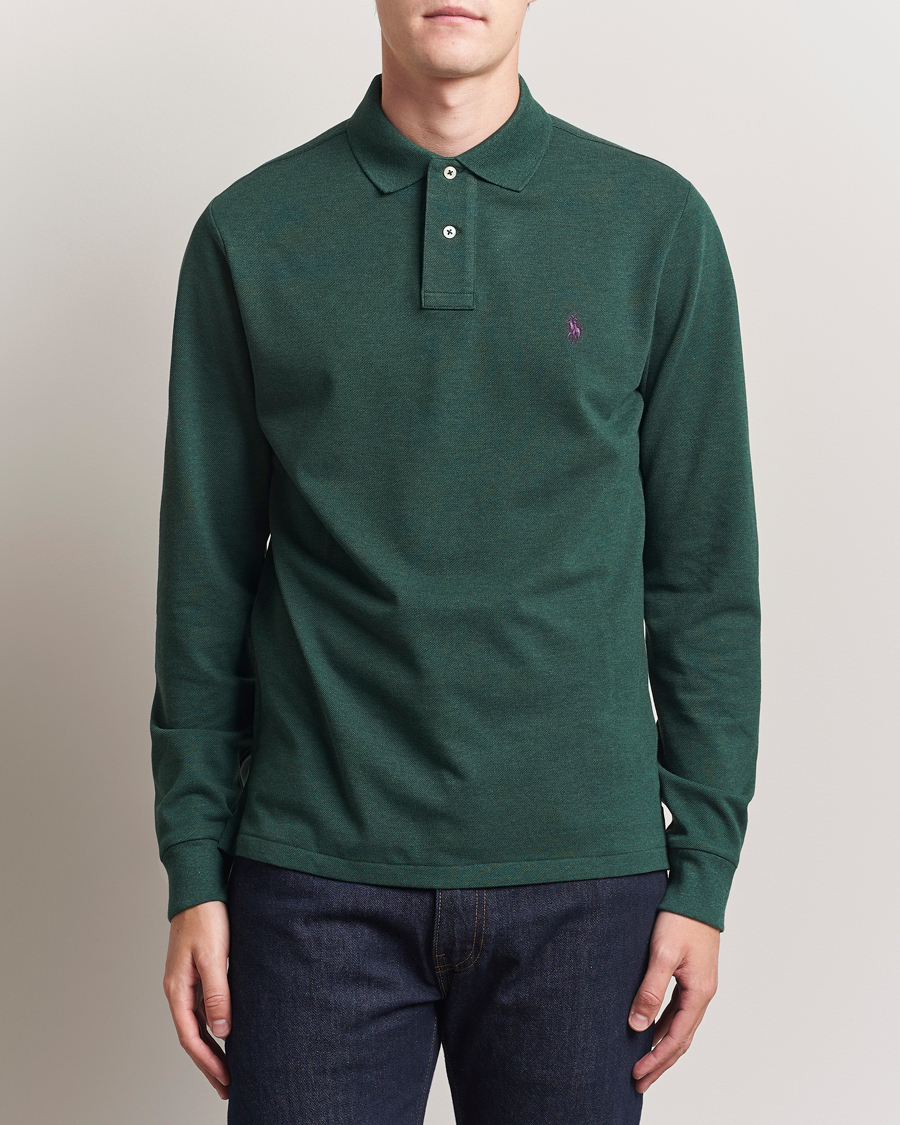 Homme | Polos | Polo Ralph Lauren | Custom Slim Fit Long Sleeve Polo Scotch Pine Heather