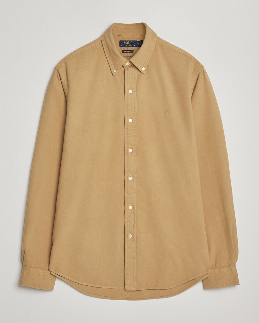 Homme | Chemises | Polo Ralph Lauren | Custom Fit Brushed Flannel Shirt RL Khaki
