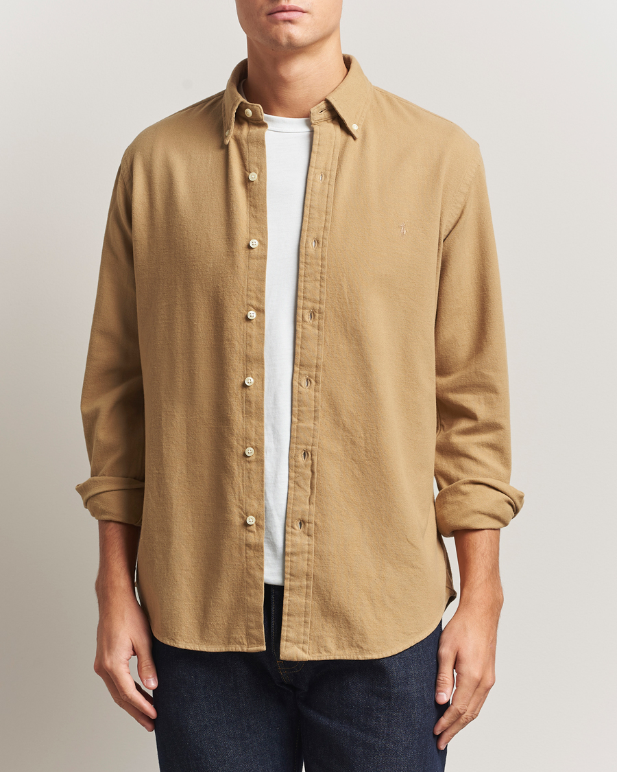 Homme | Chemises | Polo Ralph Lauren | Custom Fit Brushed Flannel Shirt RL Khaki