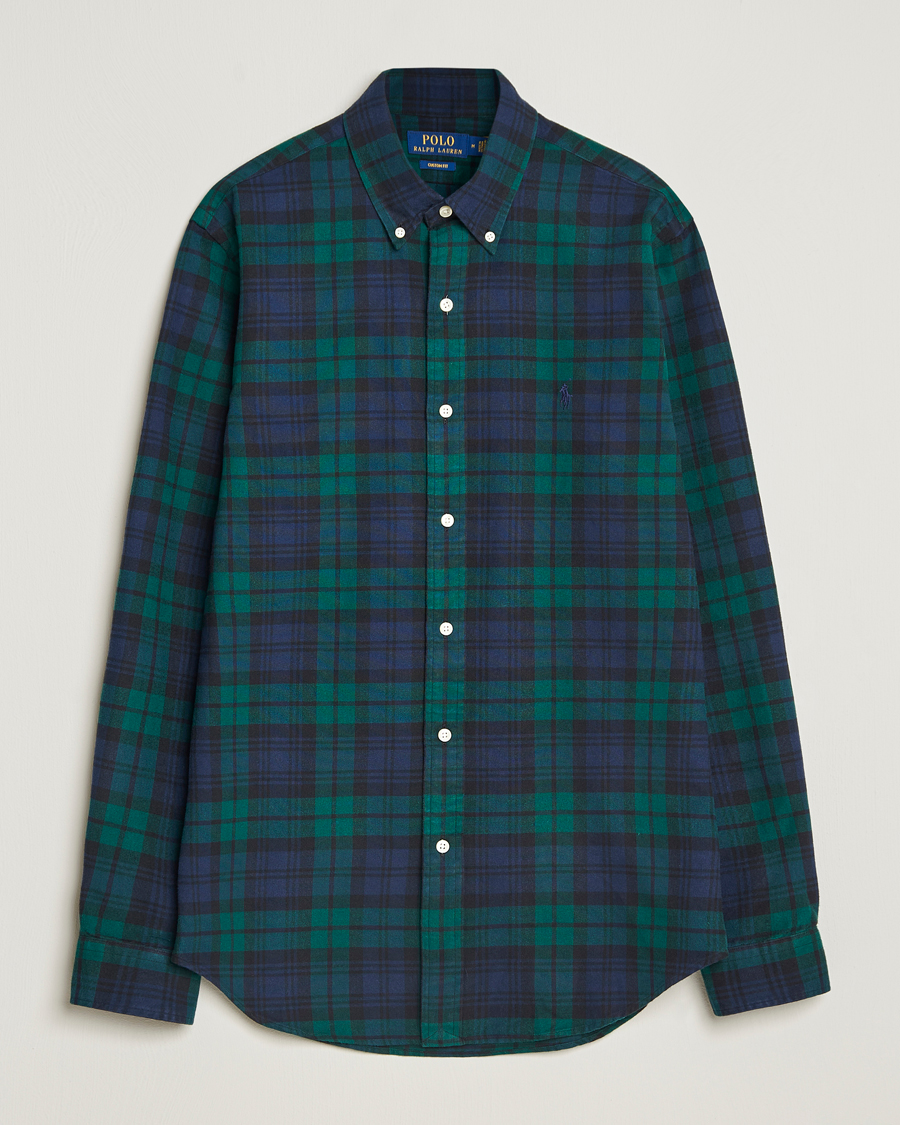 Homme | Chemises | Polo Ralph Lauren | Custom Fit Brushed Flannel Checked Shirt Navy/Green