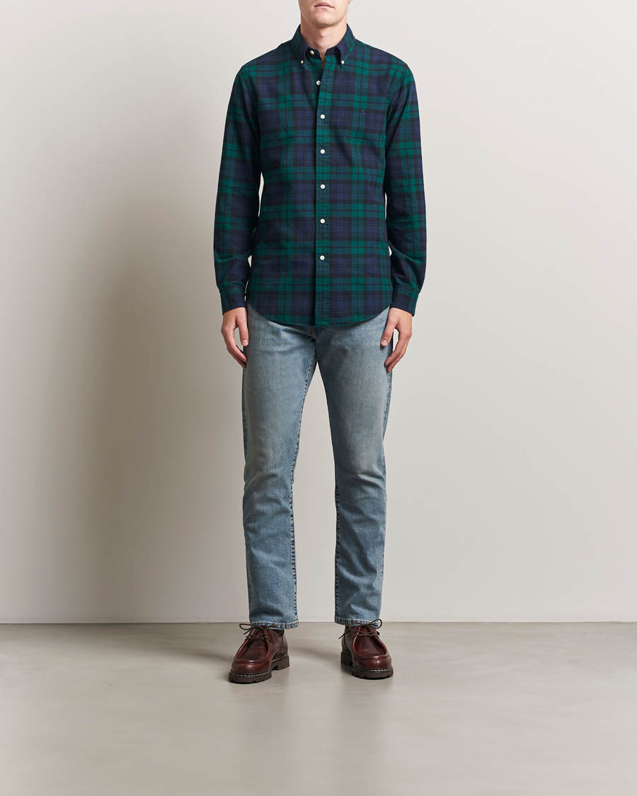 Homme | Chemises | Polo Ralph Lauren | Custom Fit Brushed Flannel Checked Shirt Navy/Green